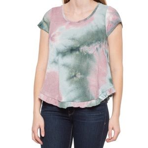 🆕 Cupio Blush Ruffle Hem Shirt tie-dye size large